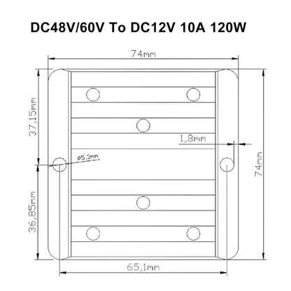 48V/60V to 12V 10A 120W Waterproof DC-DC Power Converter and Voltage Regulator