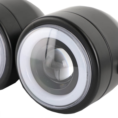 Black Twin Headlight Motorcycle Double Dual Lamp Street Fighter Universal Motorcycle Twin Headlight Double DRL Light for Harley Chopper Bobber Cafe Racer 4.33" Twin Dual LED Headlight Universal Chopper Bobber Cafe Racer Motorcycle