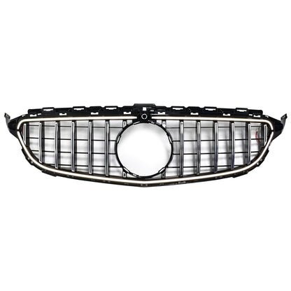 Mercedes Benz 2015-2021 C-Class W205 GT Front Grill Center Air Intake Radiator Bumper Chrome Grille With LED Strip