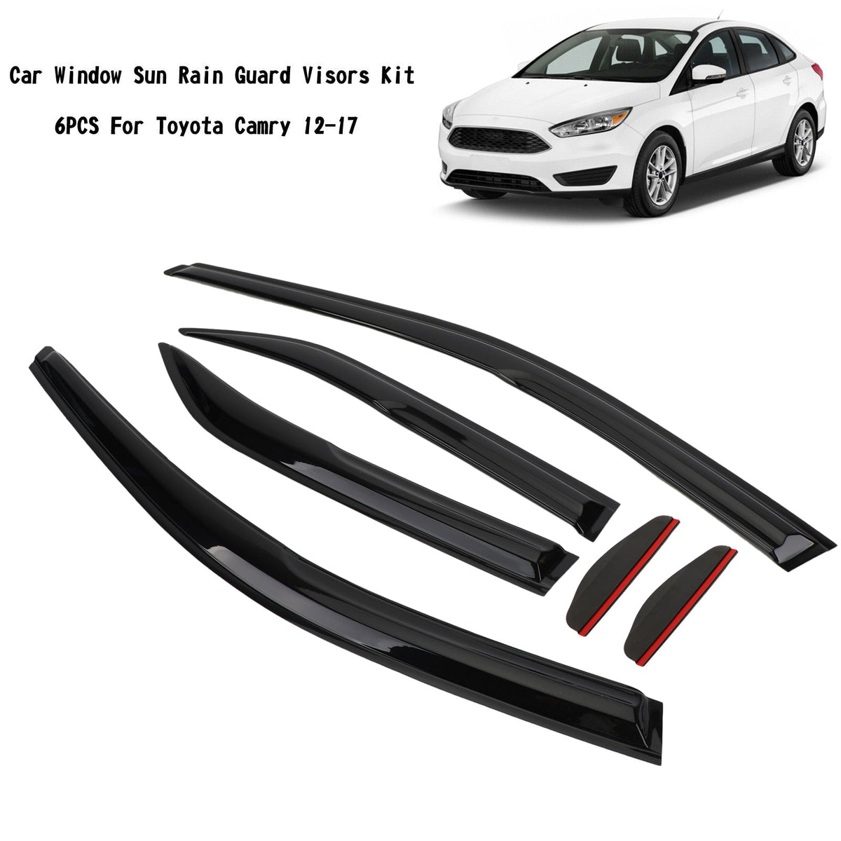 Car Window Sun Rain Guard Visors Kit 6PCS Toyota Camry 12-17