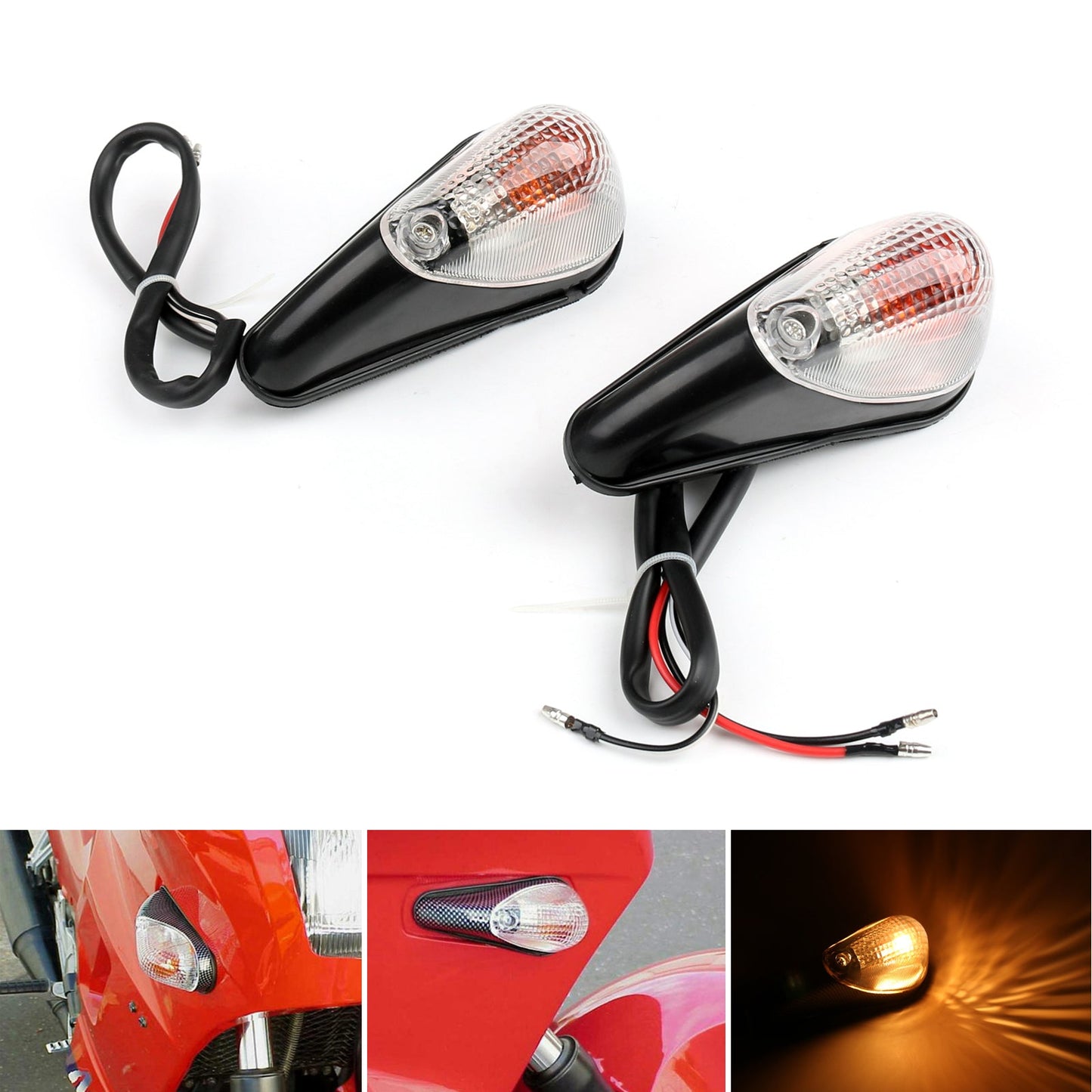 Clear Front Turn Signals For Kawasaki Ninja EX 250 1988-2007 Champoo