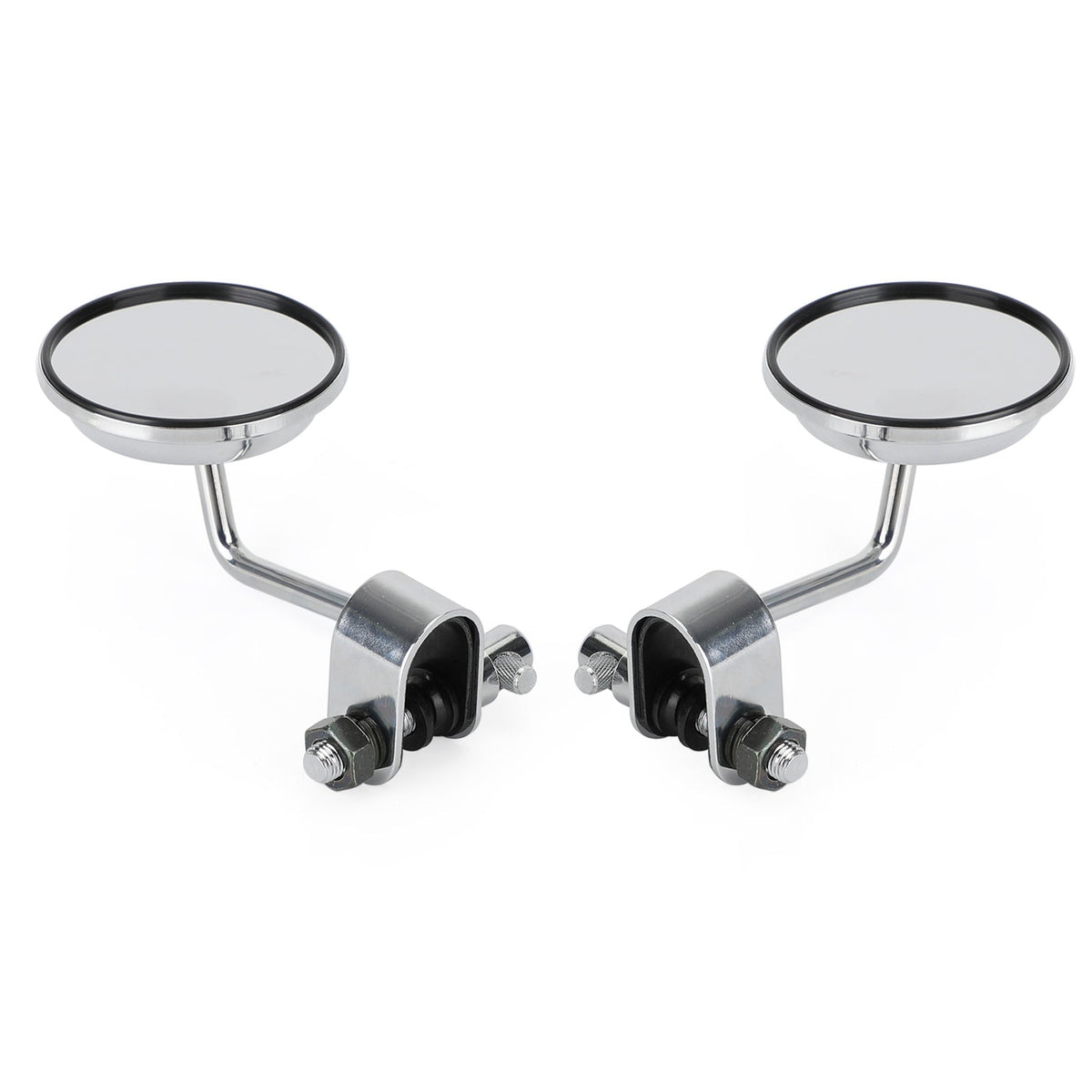 Cafe Racer Chopper Bobber PAIR Old style Clamp on Mirror 3" Round Mirrors