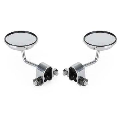 Cafe Racer Chopper Bobber PAIR Old style Clamp on Mirror 3" Round Mirrors