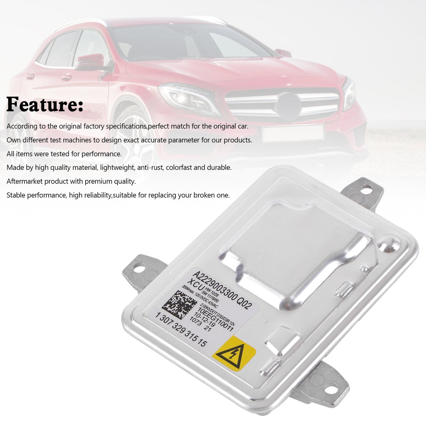 2014-2016 Benz CLA250 2.0L Xenon Headlight Ballast Control Unit Module 130732931515 A2229003300