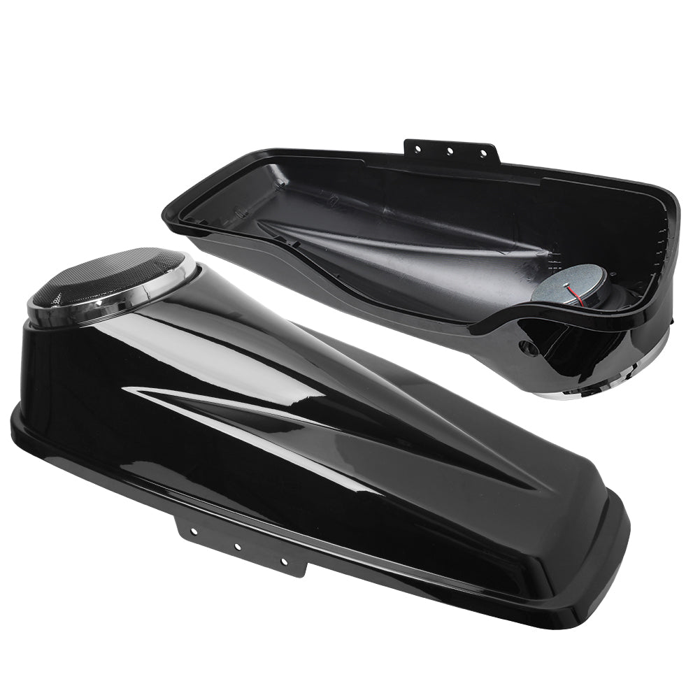 Black 6.5" Saddlebag Speaker Lids For Harley Touring Road King Glide 2014-2021