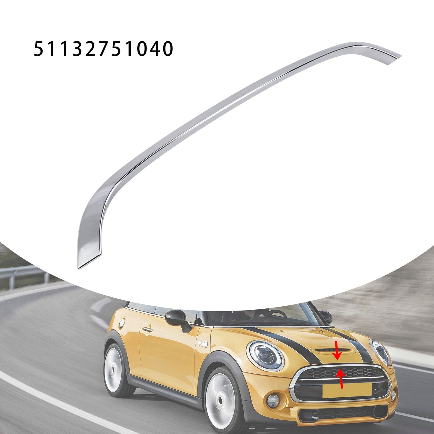 2008-2014 Mini Cooper Clubman R55 S JCW Hood Molding Trim Moulding Chrome 51132751040