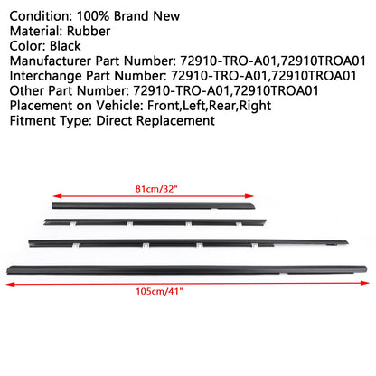 2012-2015 Honda Civic 4pcs Car Weatherstrip Window Moulding Trim Seal Belt 72910TROA01