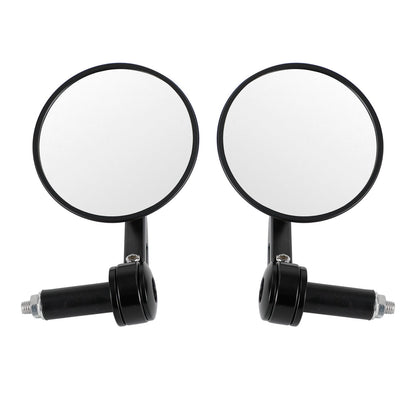 Custom HandleBar End Mirrors Anti Glare Round Black Billet Quality 22mm 7/8" X2