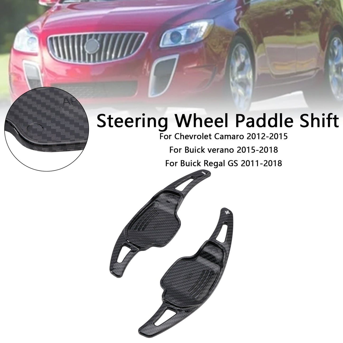 2015-2018 Buick Verano Carbon Look Steering Wheel Paddle Shifter Extension Covers