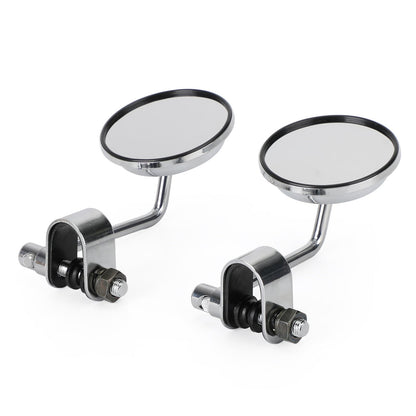 Cafe Racer Chopper Bobber PAIR Old style Clamp on Mirror 3" Round Mirrors