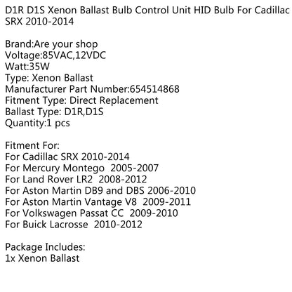 2006-2010 Aston Martin DB9 and DBS 654514868 D1R D1S Xenon Ballast HID Control Unit