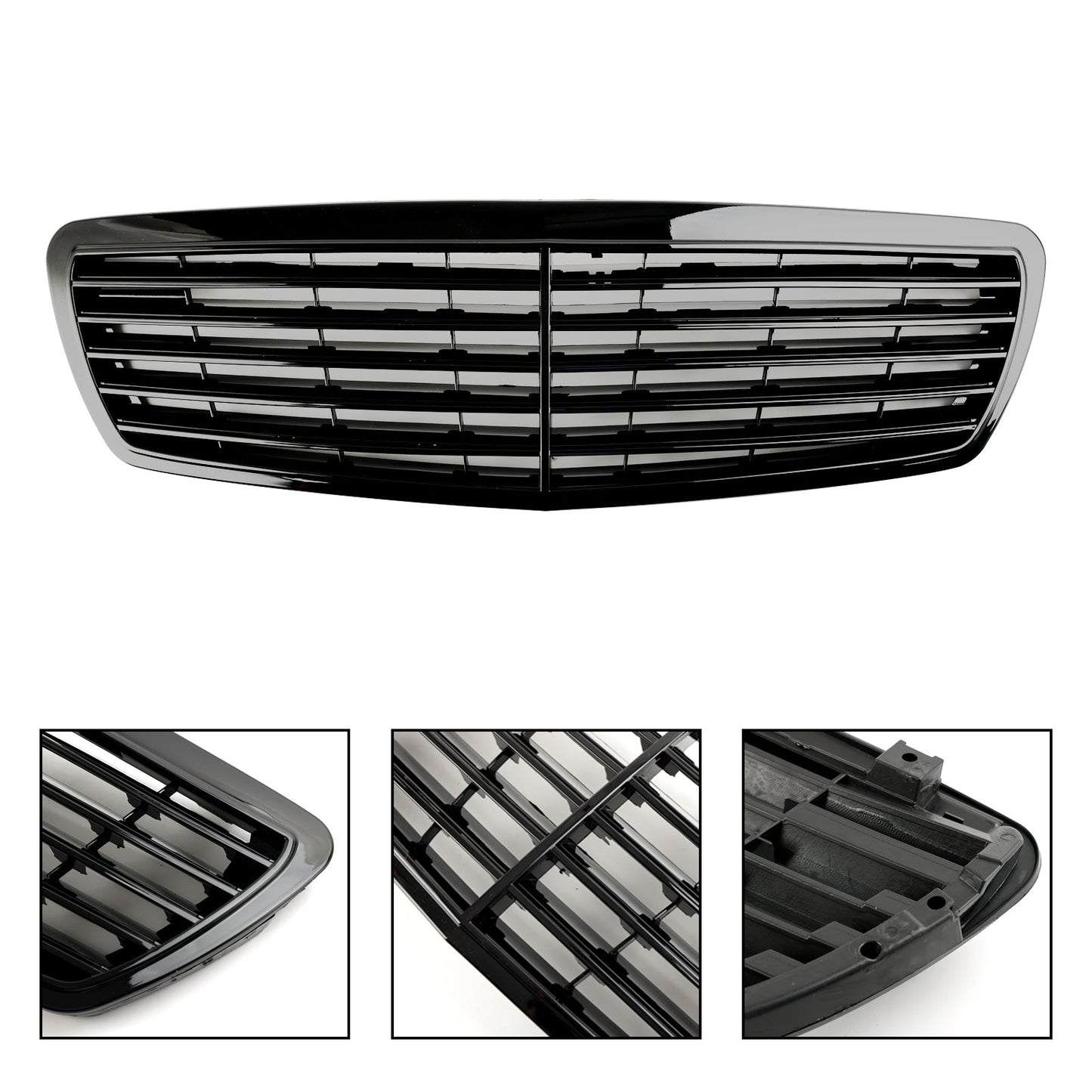 2002-2006 Mercedes-Benz W211 E-Class E320 E350 E500 E55 Front Grill Glossy Black Grille
