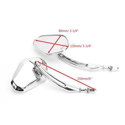 Black Diamond Rear View Mirrors Motorcycle For Cruiser Touring Chopper Sportster