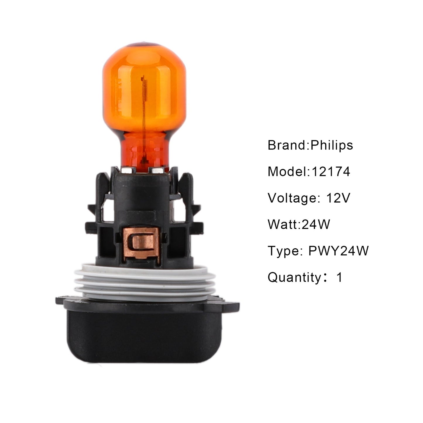 Philips With Socket PWY24W 12174NA 12V24W Lamp Amber Bulb Turn Singal Light