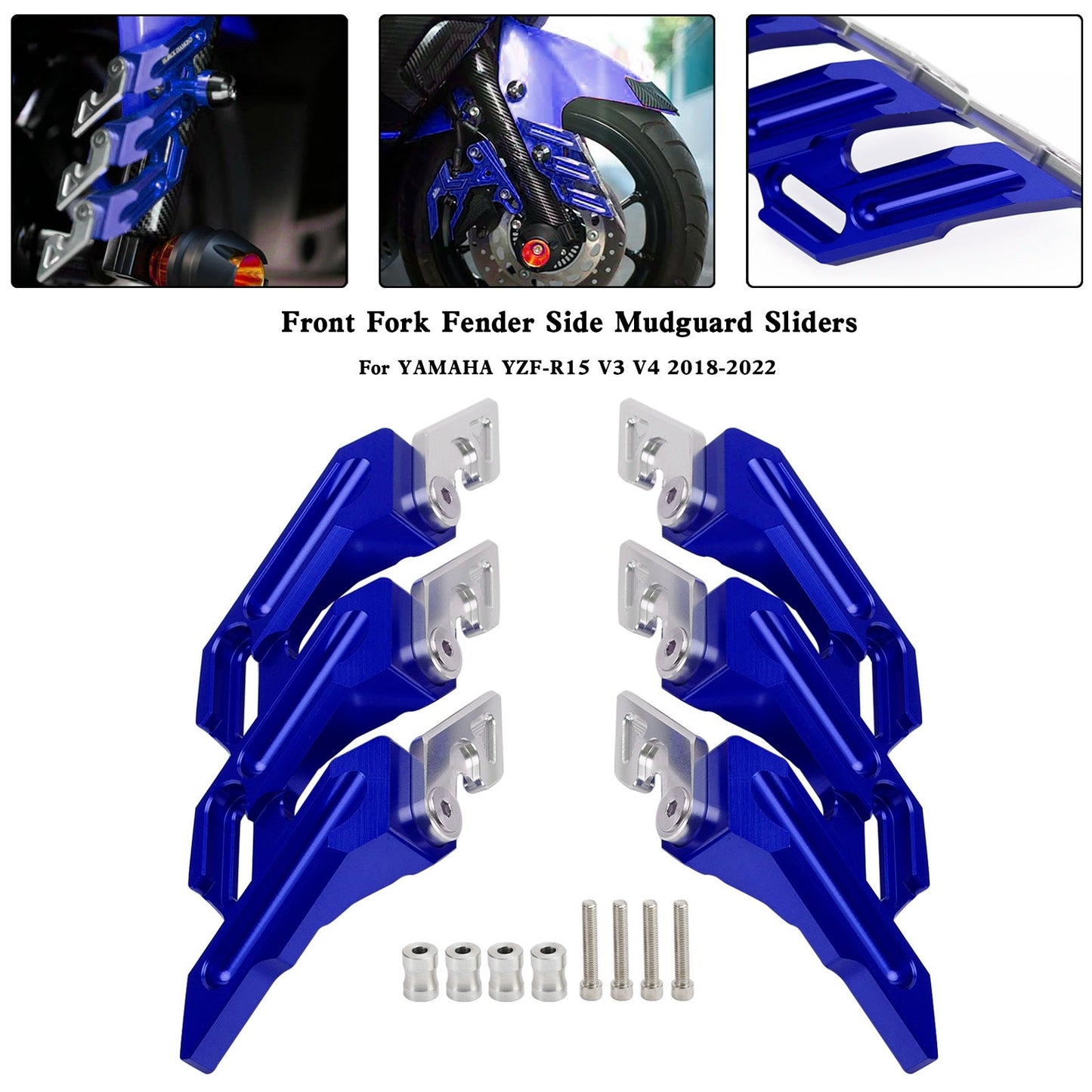 2018-2022 YAMAHA YZF-R15 V3 V4 CNC Front Fork Fender Side Mudguard Sliders