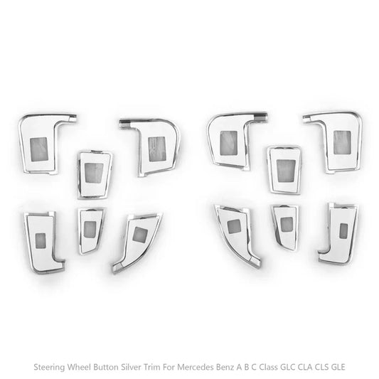 2015-up Mercedes Benz A B C GLA GLS GLE CLS Class Steering Wheel Button Silver Trim