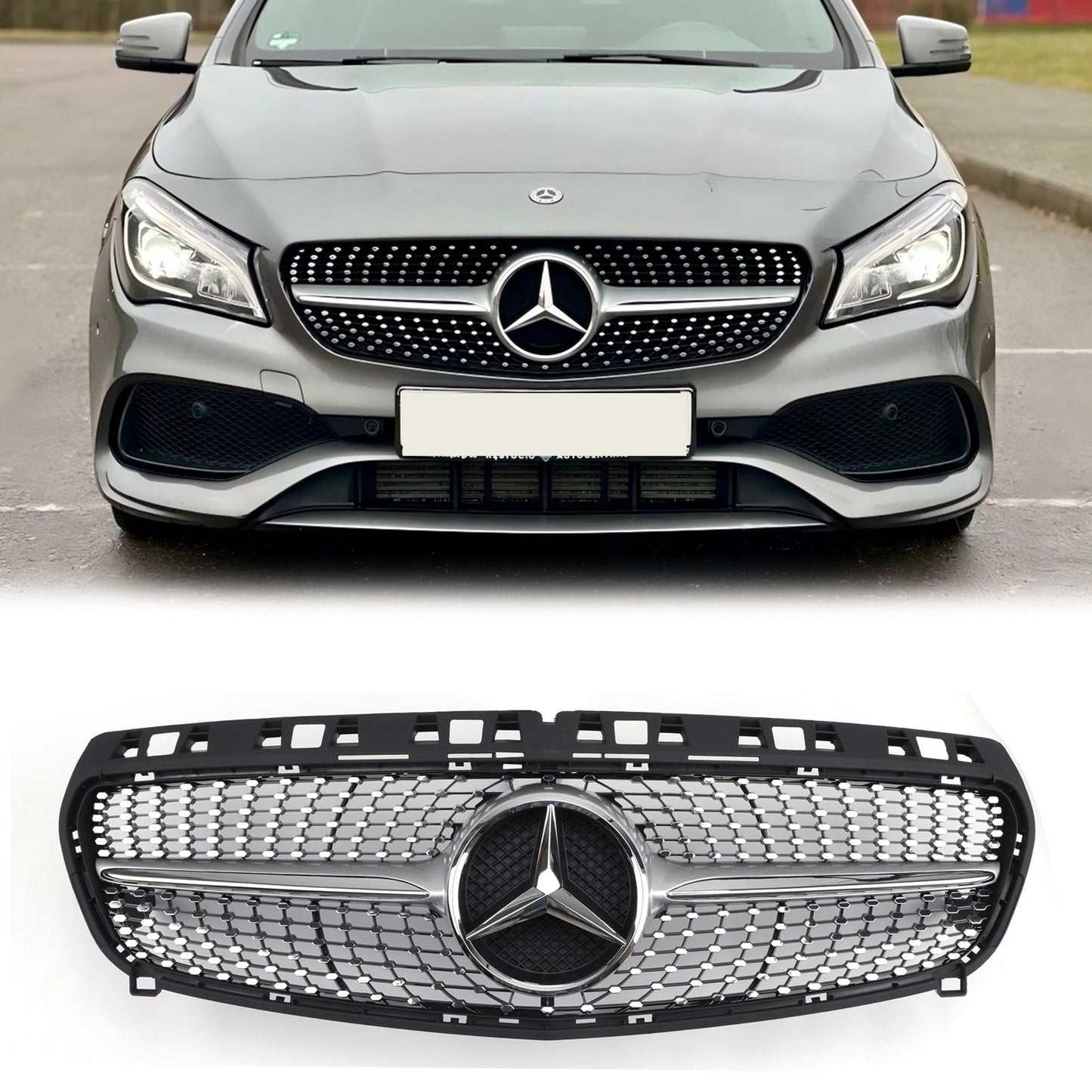 2013-2019 Diamond Style Mercedes Benz CLA-Class Chrome Grille Air Intake Radiator Bumper Grill With Star