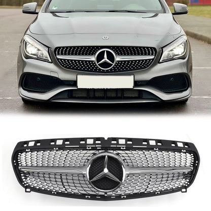 2013-2019 Mercedes Benz CLA-Class W117 C117 Chrome Front Grille Diamond Style Bumper Grill W/ Star Emblem