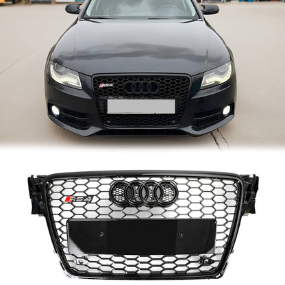 2008-2012 Audi A4 A4 Avant S4 B8 To RS4 Style Honeycomb Sport Mesh Gloss Black Grille