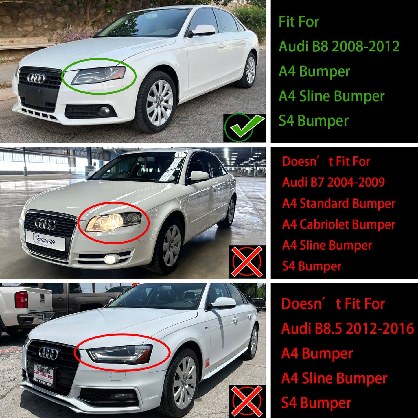 Audi A4/ A4 Sline/ S4 B8 RS4 Honeycomb Style Grill 2008-2012 Sport Mesh Front Grille Glossy Black W/ Silver Ring Emblem