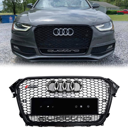 Audi A4/S4 B8.5 2012-2016 With Quattro RS4 Style Front Bumper Grill Replacement Black Grille