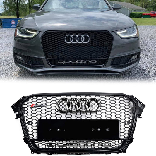 Audi A4/S4 B8.5 2012-2016 With Quattro RS4 Style Front Bumper Grill Replacement Black Grille
