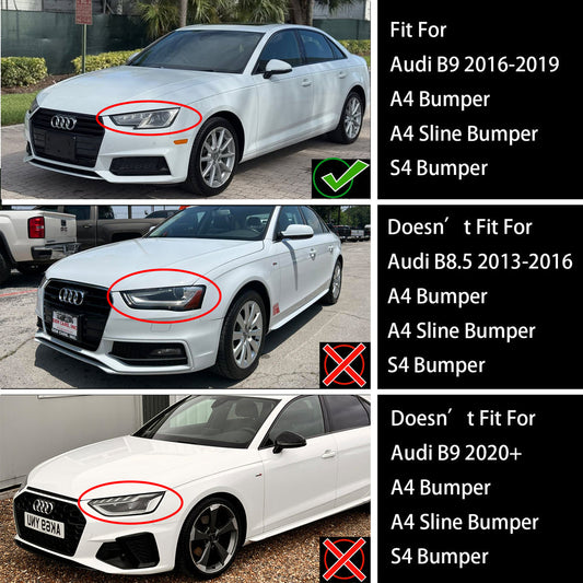 Audi A4/A4 S-Line/S4 B9 2016-2019 RS4 Style Front Bumper Grill Gloss Black Honeycomb Grill