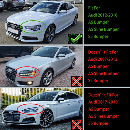 Audi A5 / A5 Sline / S5 B8.5 Honeycomb Mesh Grill 2012-2016 Glossy Black RS5 Style Grille With Black Ring Emblem
