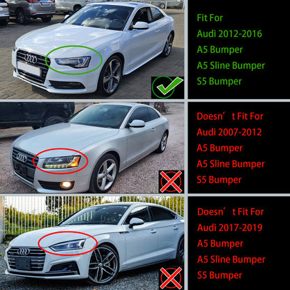 2012-2016 Audi A5/S5 B8.5 To RS5 Style Honeycomb Mesh Front Bumper Grill Black Grille