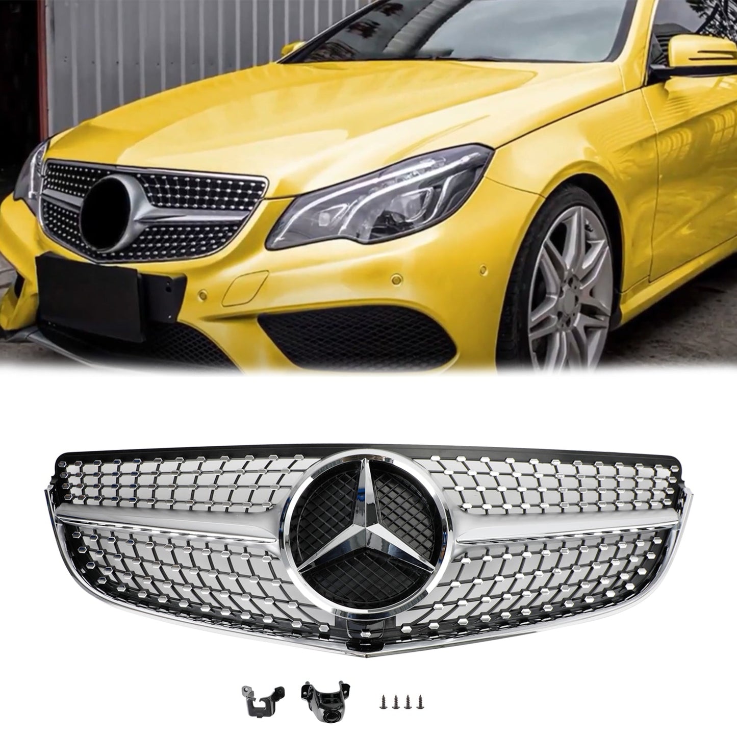 2014-2017 E-Class W207/C207 Coupe Mercedes Benz Diamond Style Front Grill Chrome Grille With Star Emblem