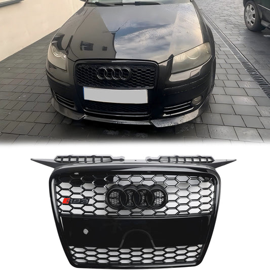 Audi A3 / S3 8P 2004 2005 2006 2007 2008 RS3 Honeycomb Grille Black Front Bumper Grill With Ring Emblem