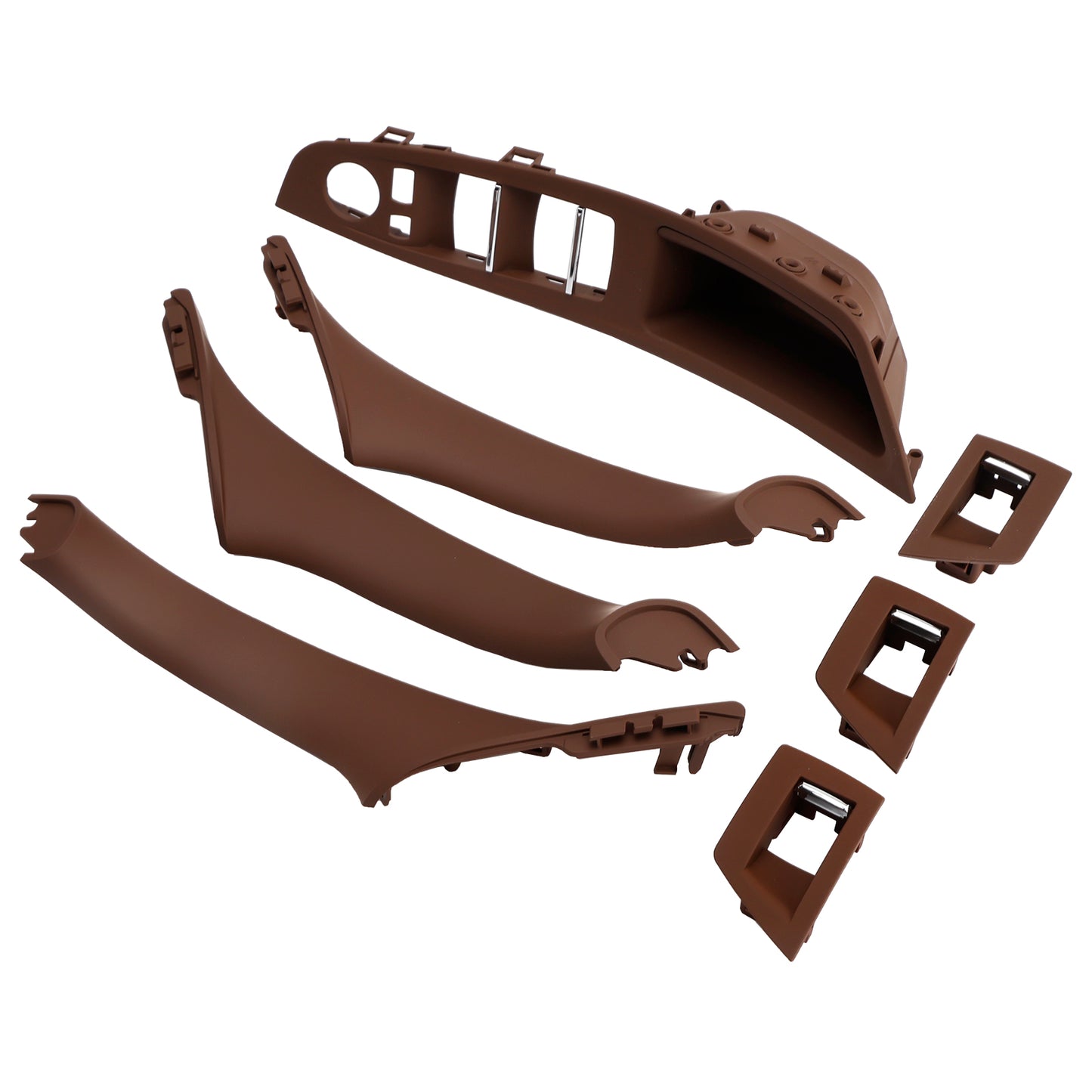 BMW F10 7Pcs Left & Right Red Brown Interior Door Handle Panel Cover Trim Set