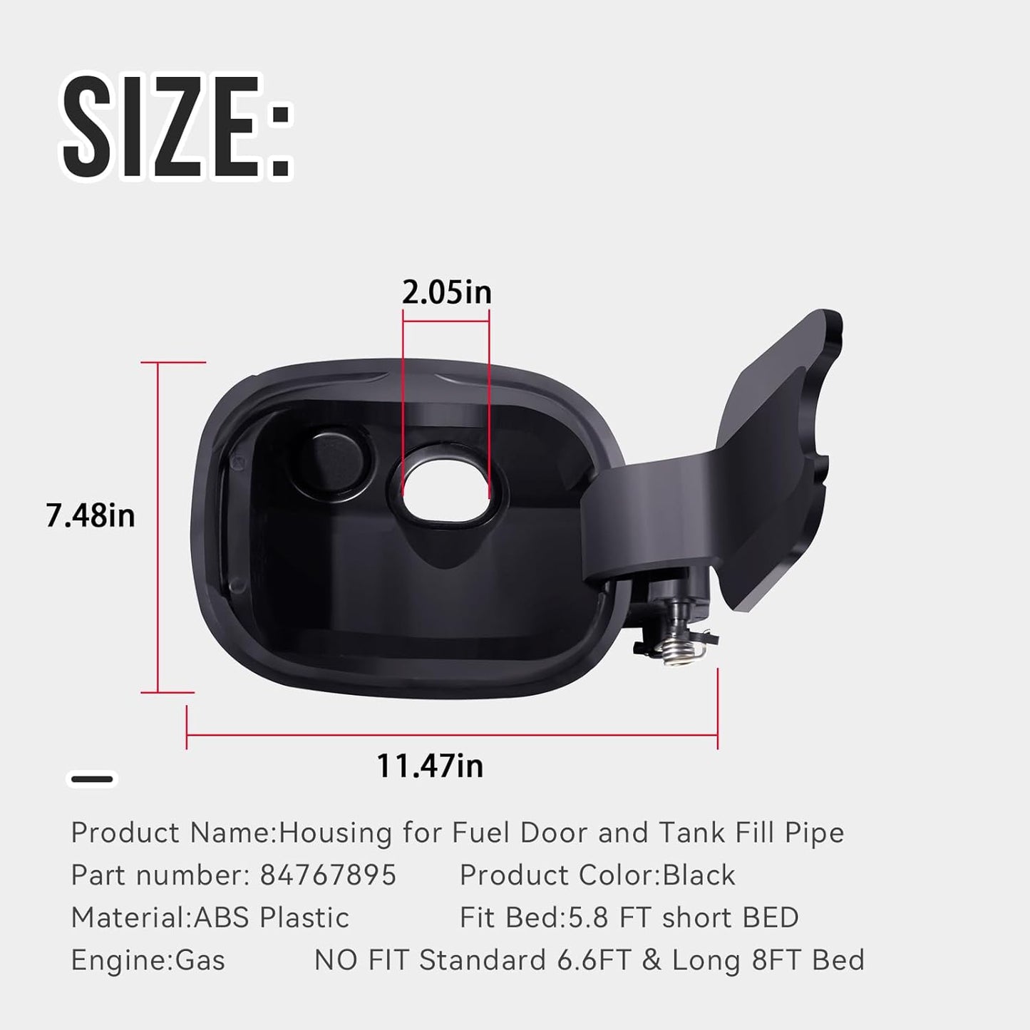84767895 Fuel Tank Filler Housing For GMC Sierra 1500 2019-2025 5.8 FT Bed