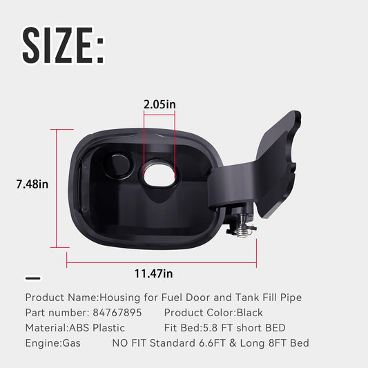 84767895 Fuel Tank Filler Housing For GMC Sierra 1500 2019-2025 5.8 FT Bed