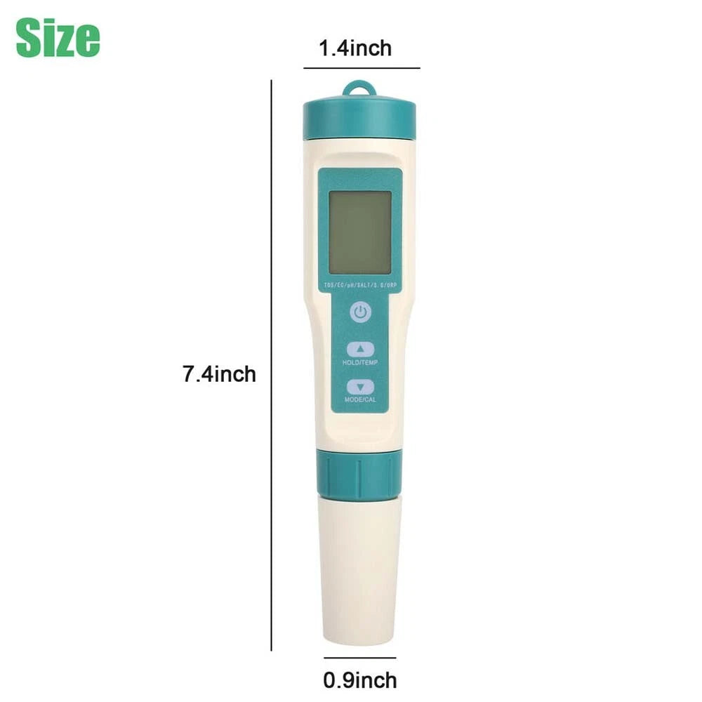 7 In 1 Digital Salinity PH TDS TEMP SG EC ORP Tester Water Quality Monitor Meter