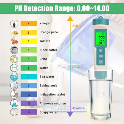 7 In 1 Digital Salinity PH TDS TEMP SG EC ORP Tester Water Quality Monitor Meter