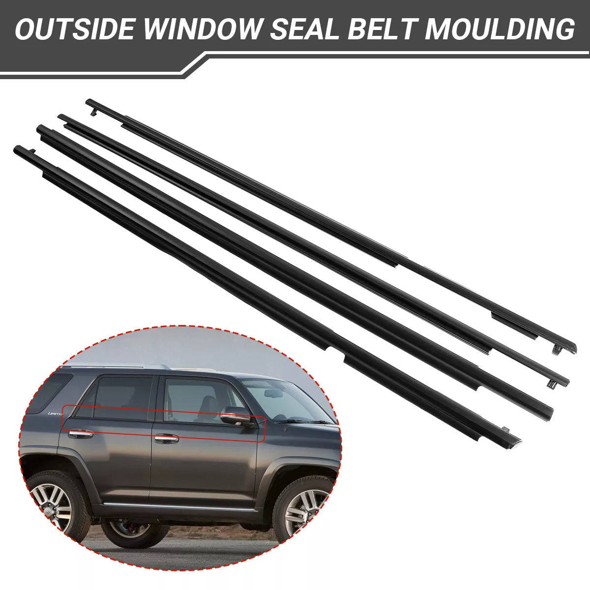 2010-2021 Toyota 4Runner Car Outside Window Weatherstrip Seal Belt Moulding 75712-35011 75721-35011