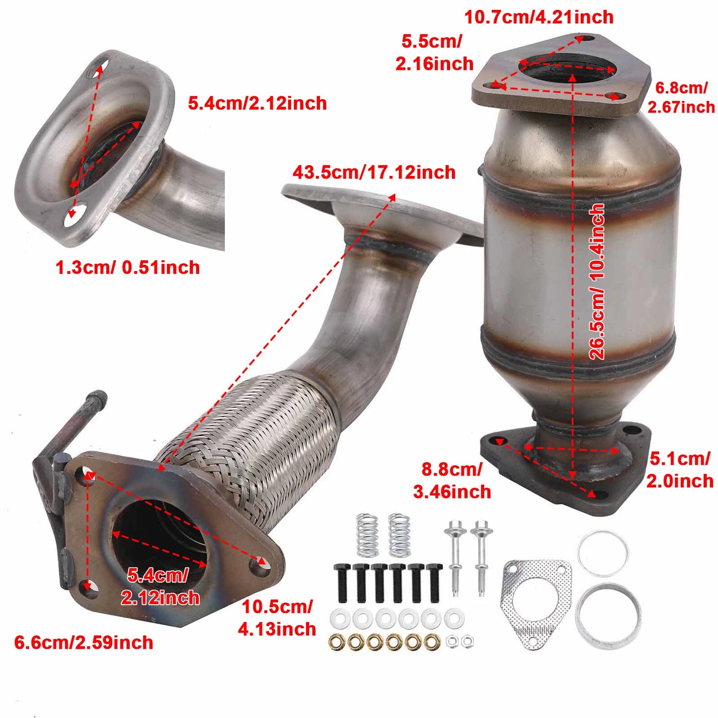 2008-2012 Accord 2.4L Honda 2PCS Flex Pipe+Rear Manifold Catalytic Converter 642118 6H28175