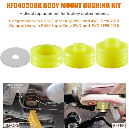 1999-2017 Ford F250/350 2/4WD KF04050BK Body Cab Mount Bushing Kit Fit