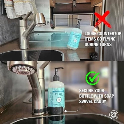 OpenGlass Van Mods -Soap Swivel Caddy - Van Accessoriesto Secure Soap, Compatible with Most RV Faucets & SoapBottles, Easy Installation