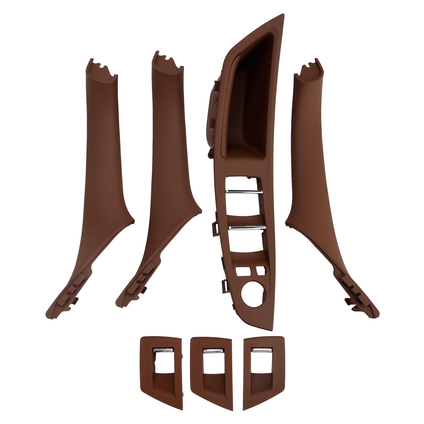 BMW F10 7Pcs Left & Right Red Brown Interior Door Handle Panel Cover Trim Set