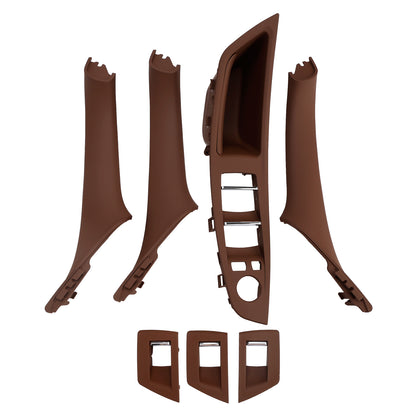 BMW F10 7Pcs Left & Right Red Brown Interior Door Handle Panel Cover Trim Set