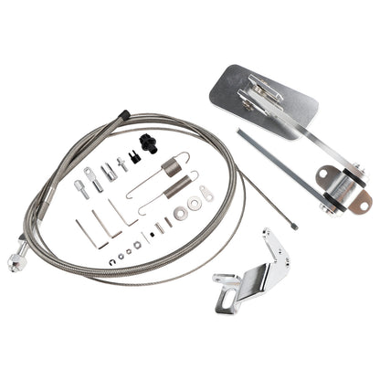 Universal Street Hot Rod Aluminum Gas Pedal + 24" SS Throttle Cable & Spring Set