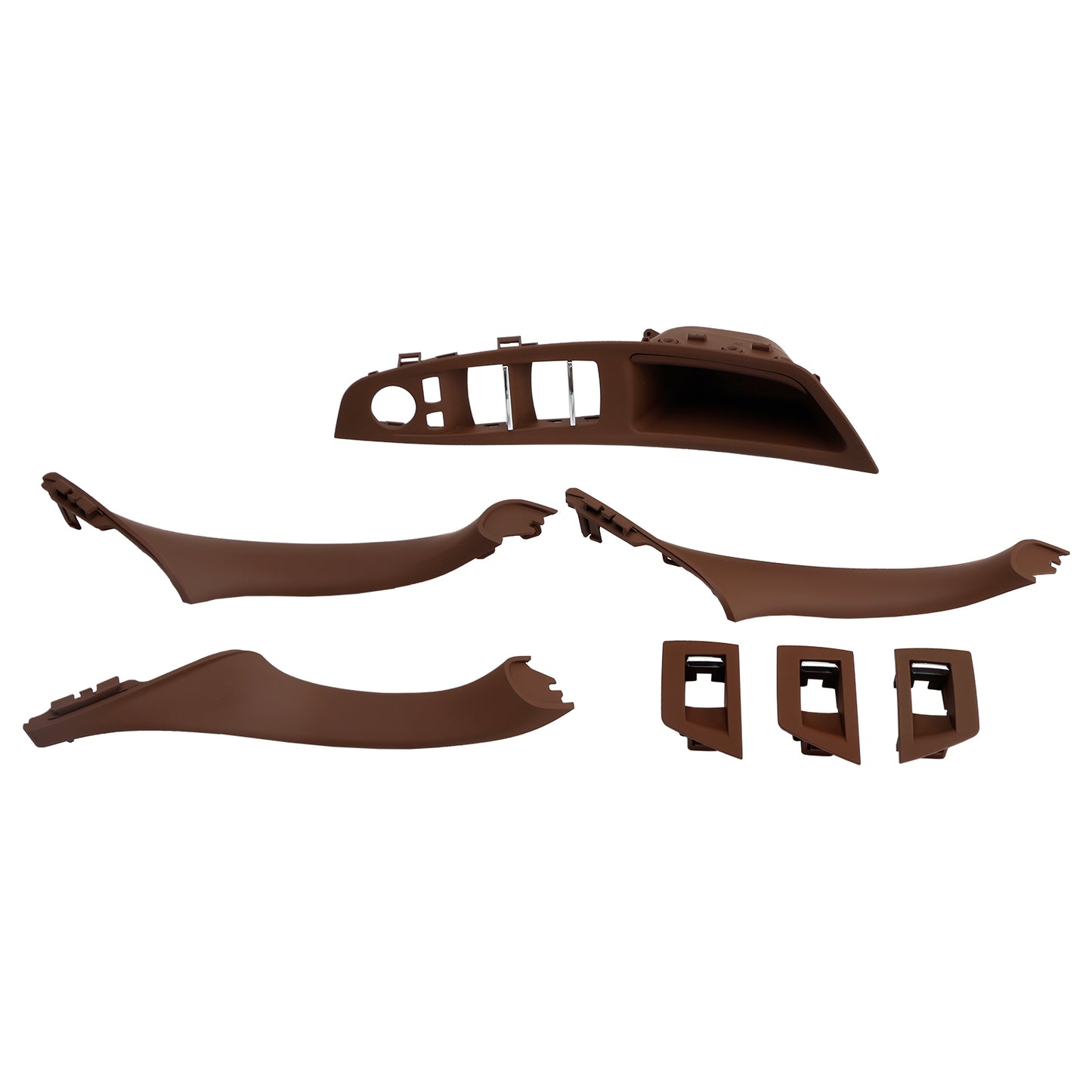 BMW F10 7Pcs Left & Right Red Brown Interior Door Handle Panel Cover Trim Set